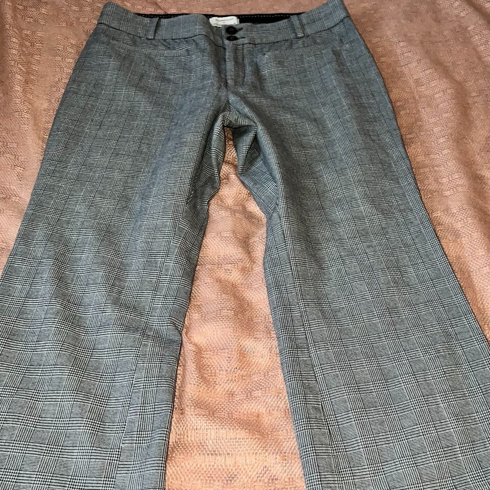 Anthropologie Gray Plaid Ankle Pants